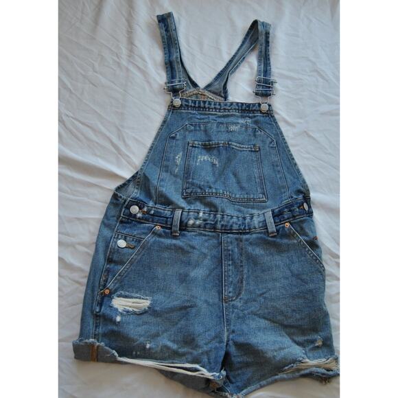 Wild Fable Overalls Shorts Blue Jean Large - Picture 1 of 9